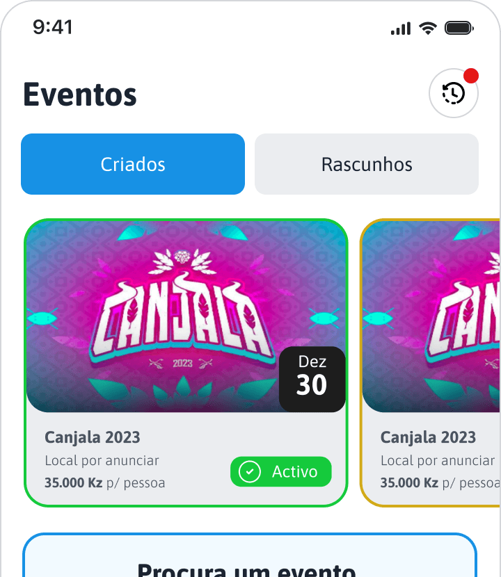No dia do evento, mostra o teu bilhete digital na entrada para um check-in rápido.