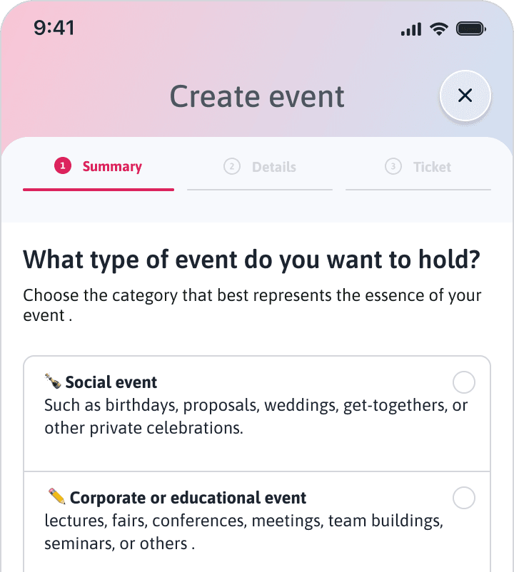 A planear um evento? Seja um concerto, seminário corporativo, festa privada ou festival, a nossa plataforma ajuda-te a concretizar a tua visão com facilidade.